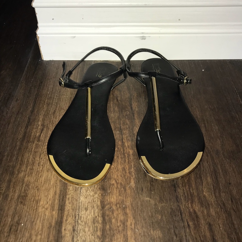 Black and gold sandals